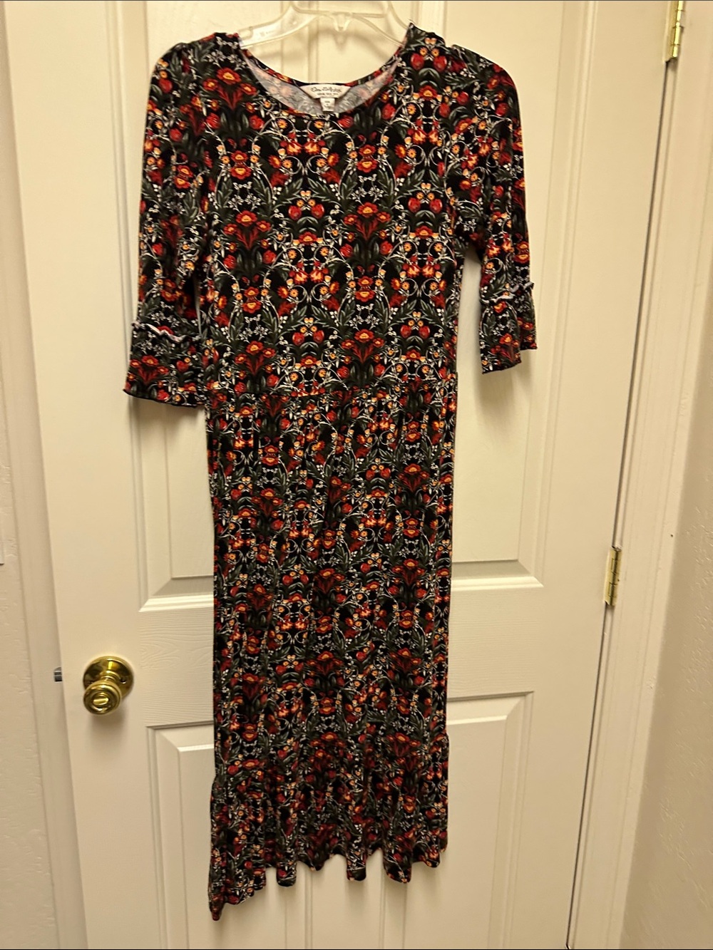 Miss Selfridge Black Dress with Orange Floral Print